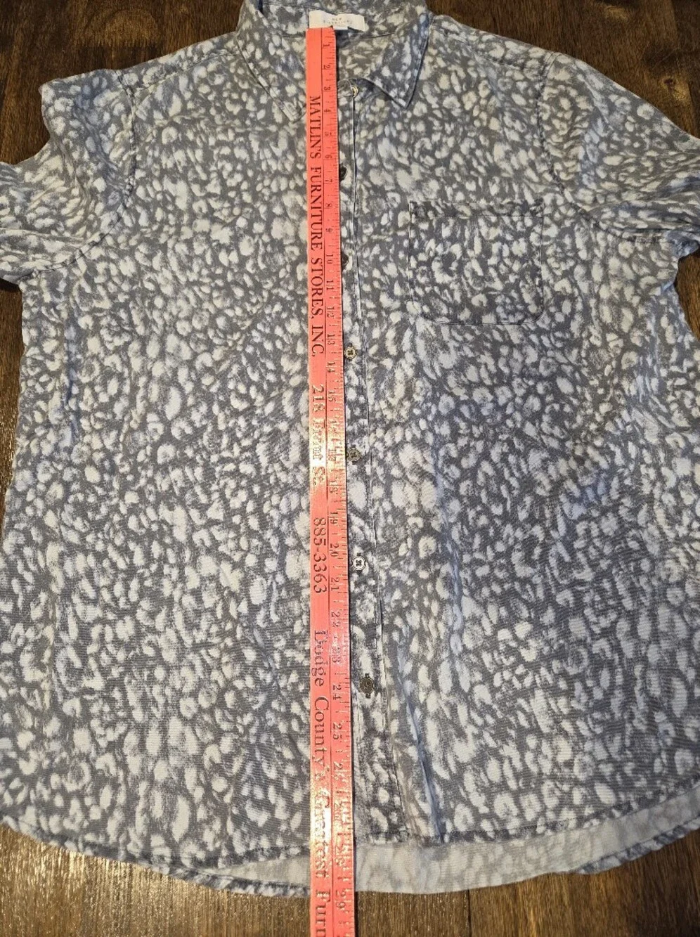 new directions Blue and White Printed‎ Button-Down Shirt